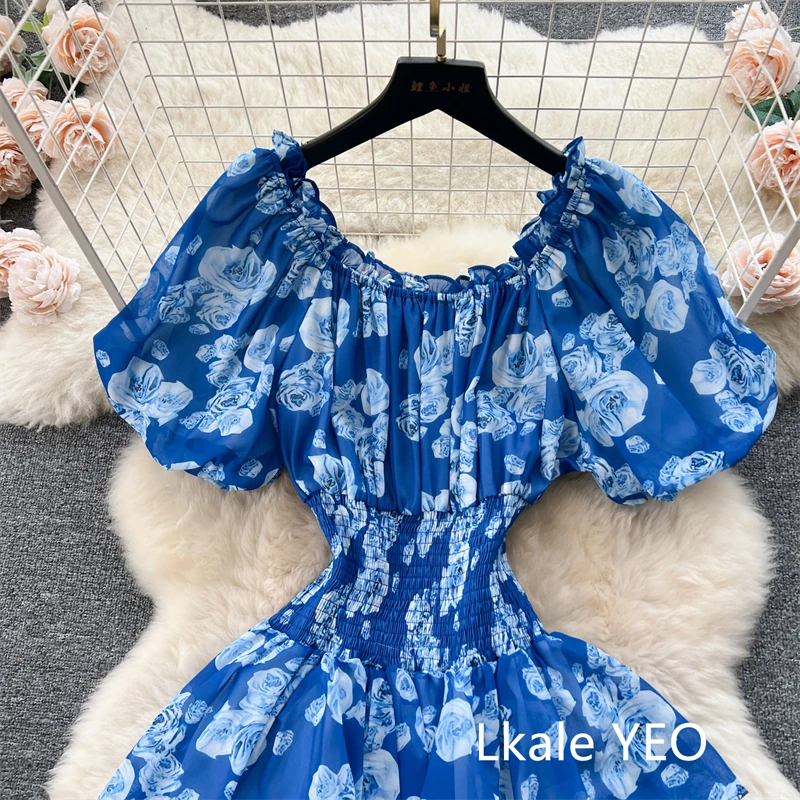 Ladies Party Vestidos 2026 Spring Autumn Retro Bubble Sleeves Lady Birthday Cake Dress High-end Korean Version Women's Dress