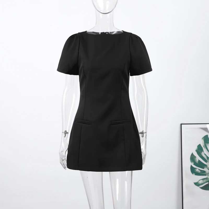 Fashion Evening Party Female Short Dresses Elegant Black Short Sleeve Women's Mini Dress 2026 New Lady Chic Evening Party Robes