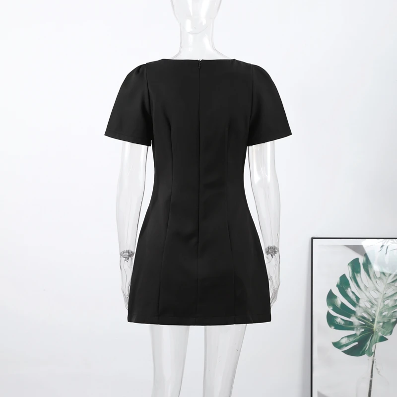 Fashion Evening Party Female Short Dresses Elegant Black Short Sleeve Women's Mini Dress 2026 New Lady Chic Evening Party Robes