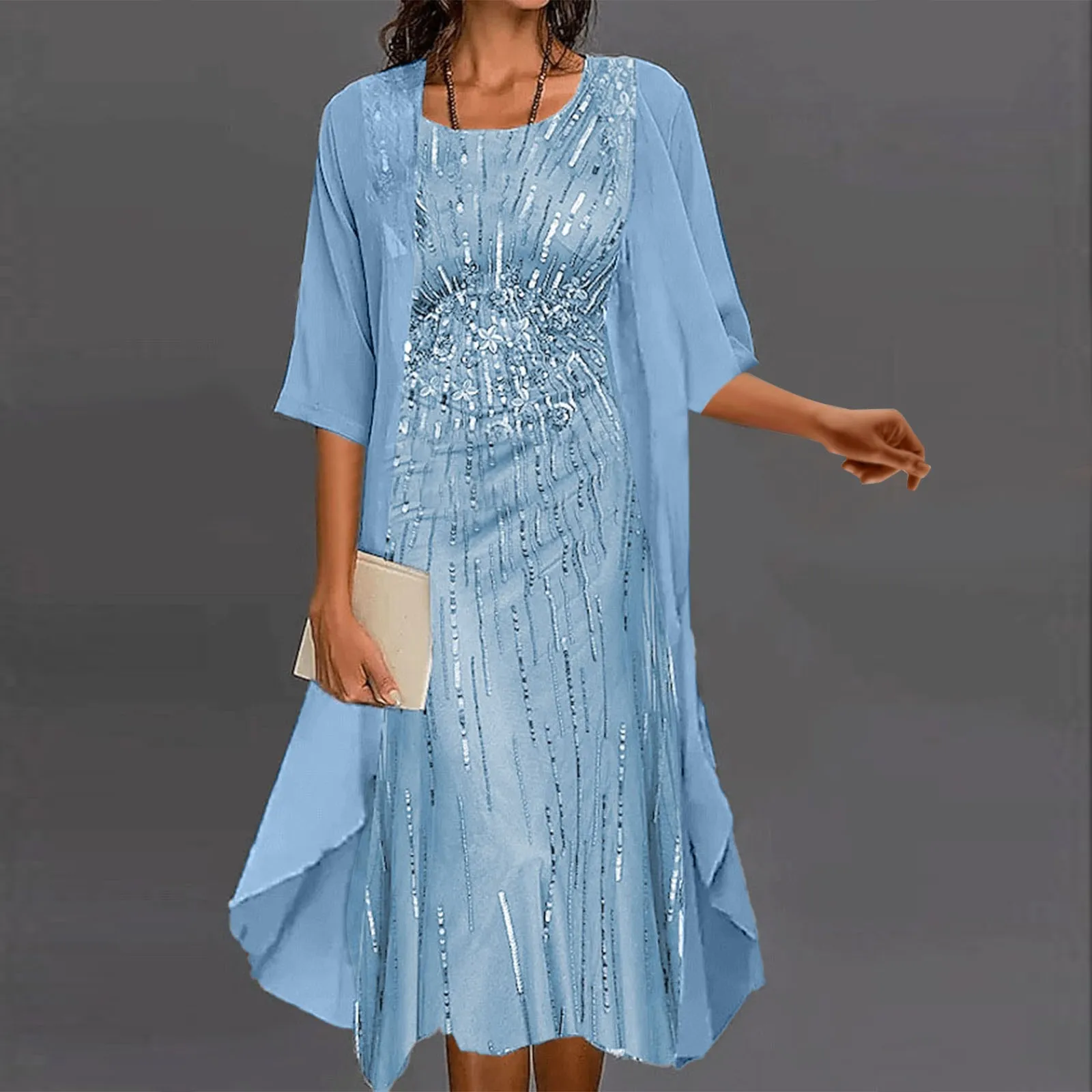 Elegant Long Dresses For Women Party Cocktail Dress Sleeveless Vintage Dress And Tulle Cardigan Two Piece Set Summer Outfits