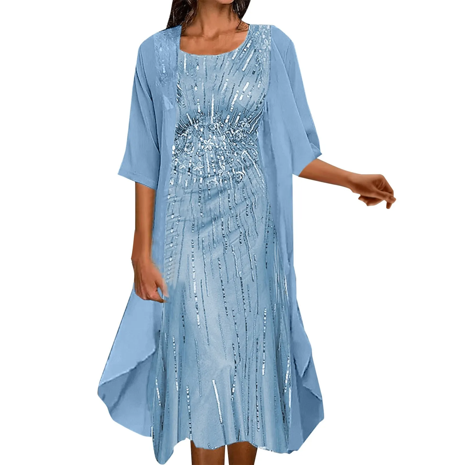 Elegant Long Dresses For Women Party Cocktail Dress Sleeveless Vintage Dress And Tulle Cardigan Two Piece Set Summer Outfits
