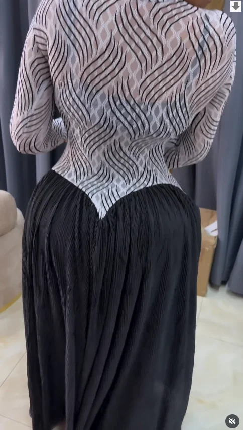 CM.YAYA Women V-neck Long Sleeve Big Swing Striped Print Long Dress 2026 Sexy Parties Evening Vacation Long Dresses Vestidos