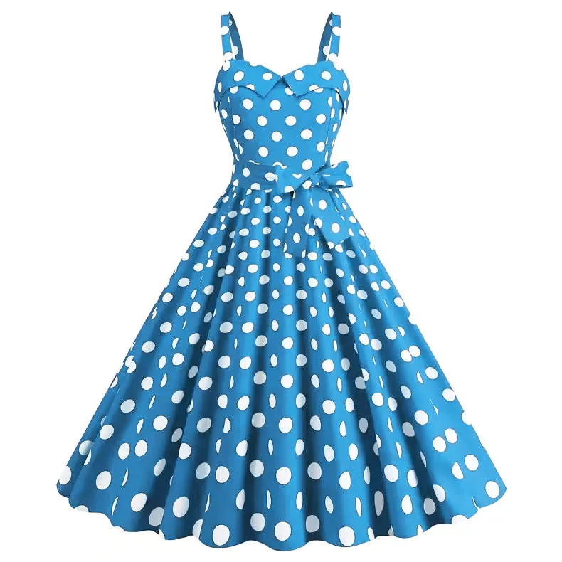 Vintage Classical Polka Dot Printed Dress Women's Sexy Sling Strap Wrap Chest Dress Valentine's Day Streetwear Spring Summer