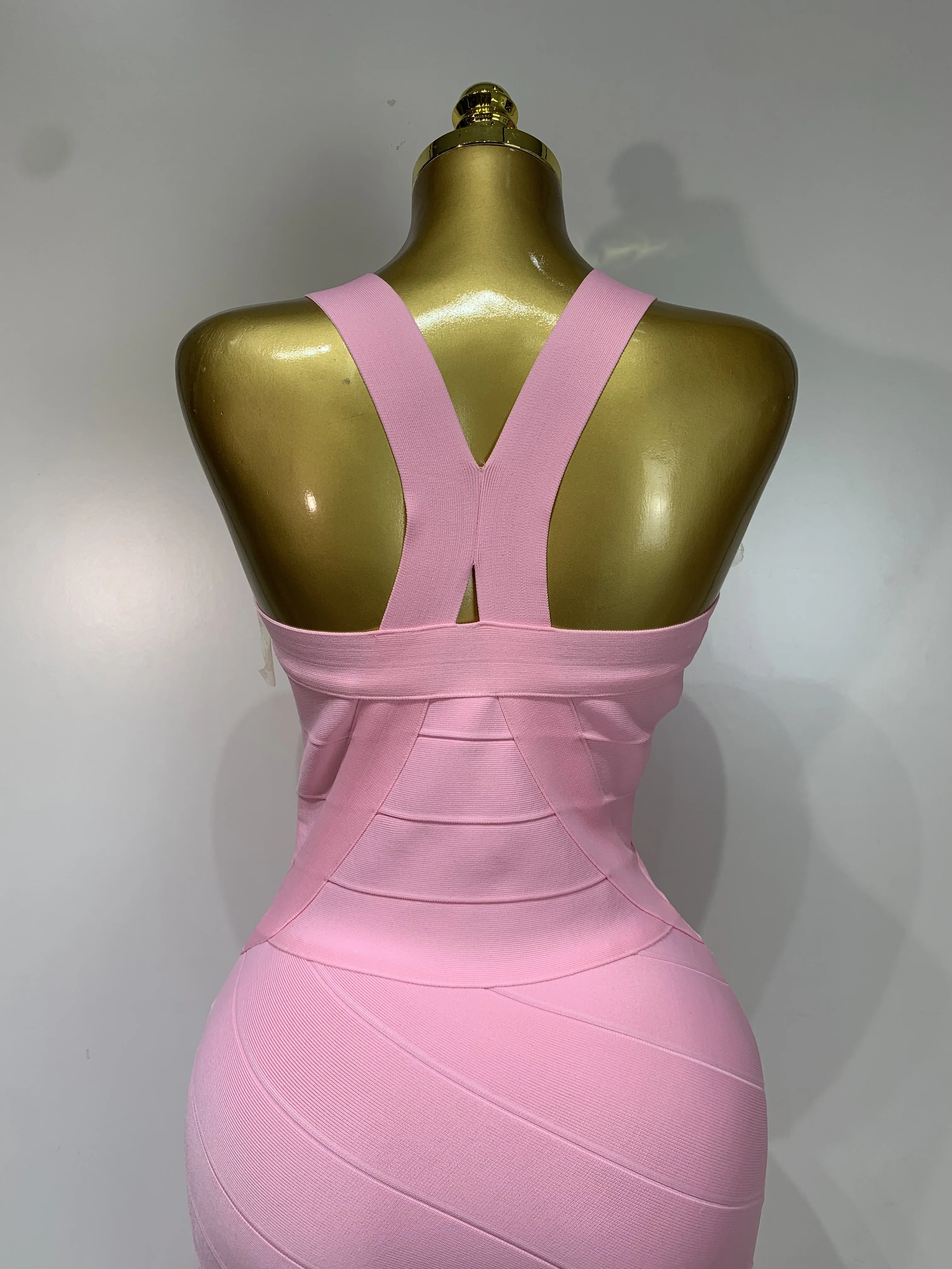 Women Sleeveless Sexy V-neck Tassel Bodycon Bandage Dress Celebrity Elegant Evening Party High Quality Club Birthday Dress
