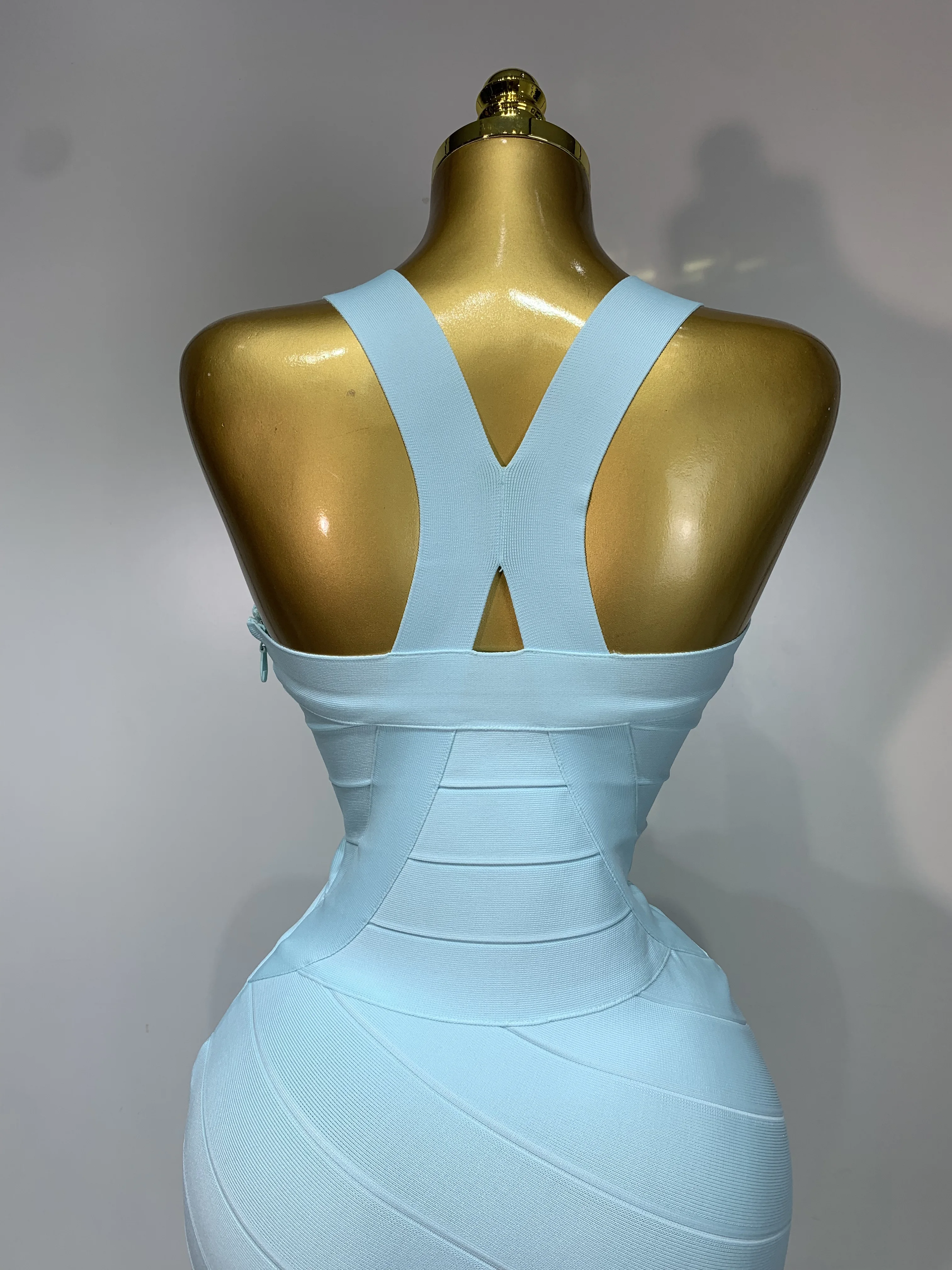 Women Sleeveless Sexy V-neck Tassel Bodycon Bandage Dress Celebrity Elegant Evening Party High Quality Club Birthday Dress