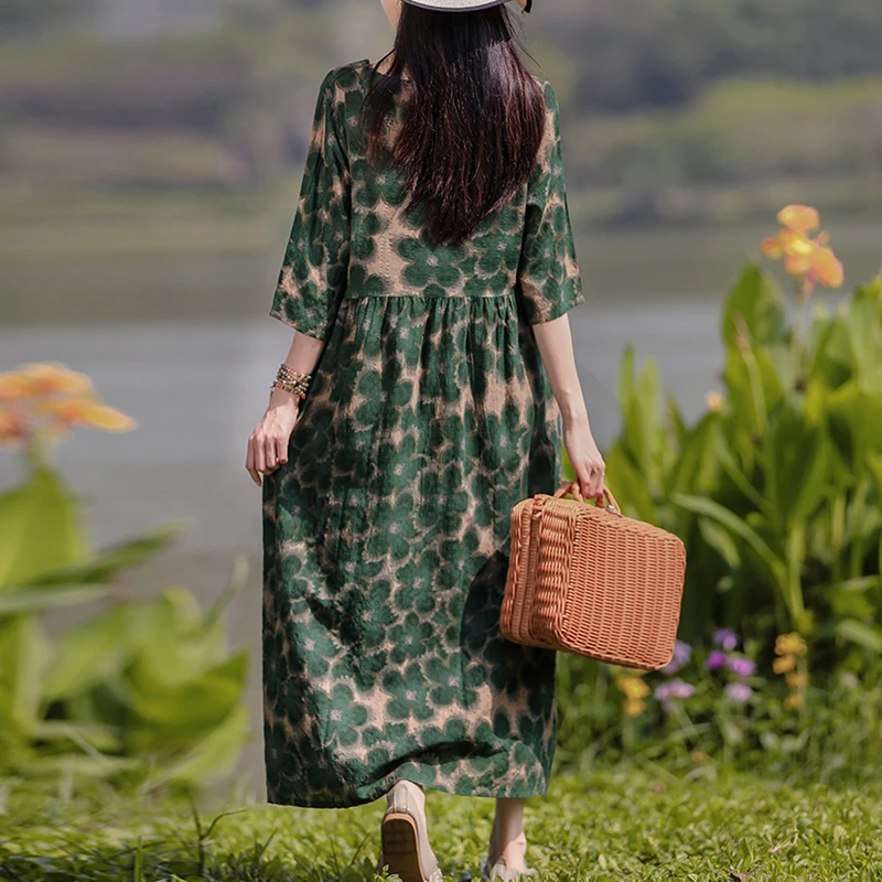Vintage Floral Dress Woman 2025 ZANZEA Autumn Bohemian Long Dresses Casual Long Sleeve Maxi Vestidos Loose Robe Femme Oversize