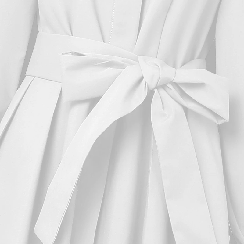 ZANZEA Fashion Women Lapel Neck Long Sleeve Party Dress 2026 Spring Office OL Dresses Belted Robe Solid A Line Waisted Sundress