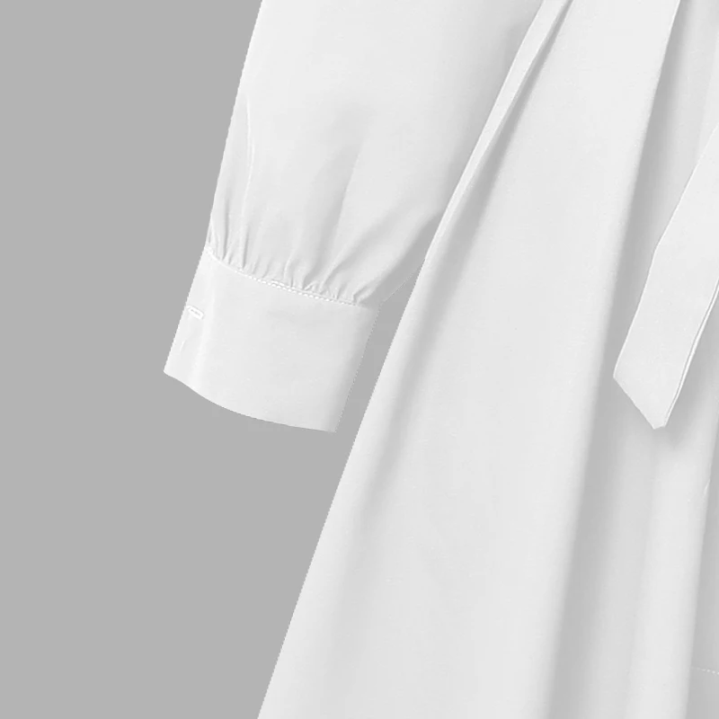 ZANZEA Fashion Women Lapel Neck Long Sleeve Party Dress 2026 Spring Office OL Dresses Belted Robe Solid A Line Waisted Sundress