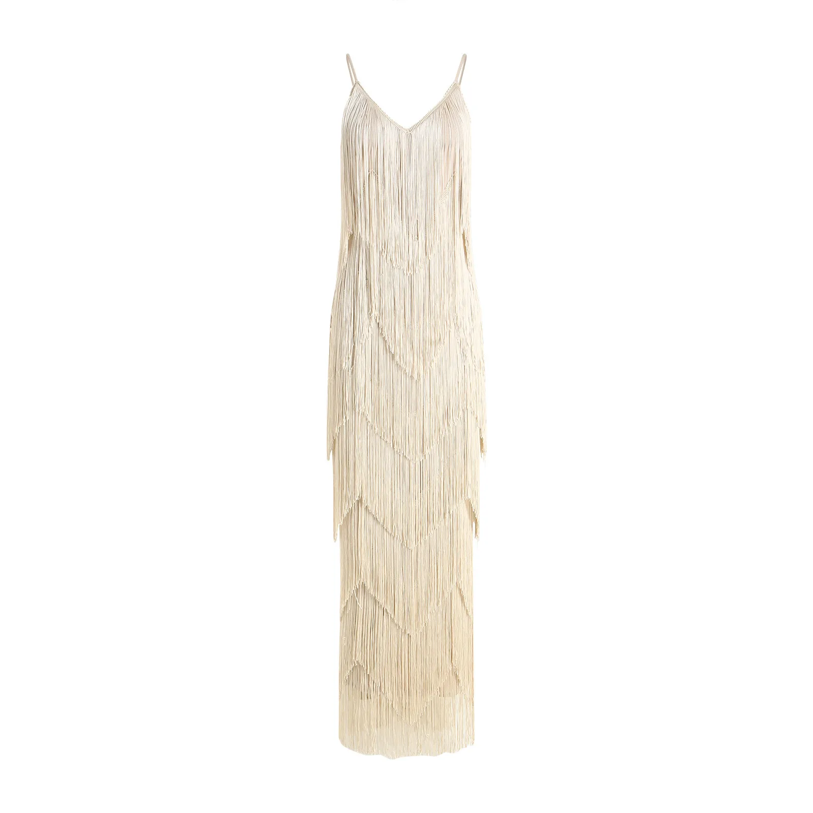 Slim Suspender Dress Women Tassel Evening Party Dress Sexy Solid Color Formal Banquet Prom Long Dresses For Female Vestidos