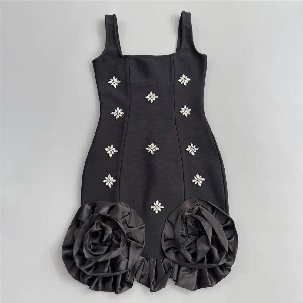 Women Sexy Ruffles Summer Clothing 2025 New Sleeveless Bandage Dress Club Party Mini Dresses