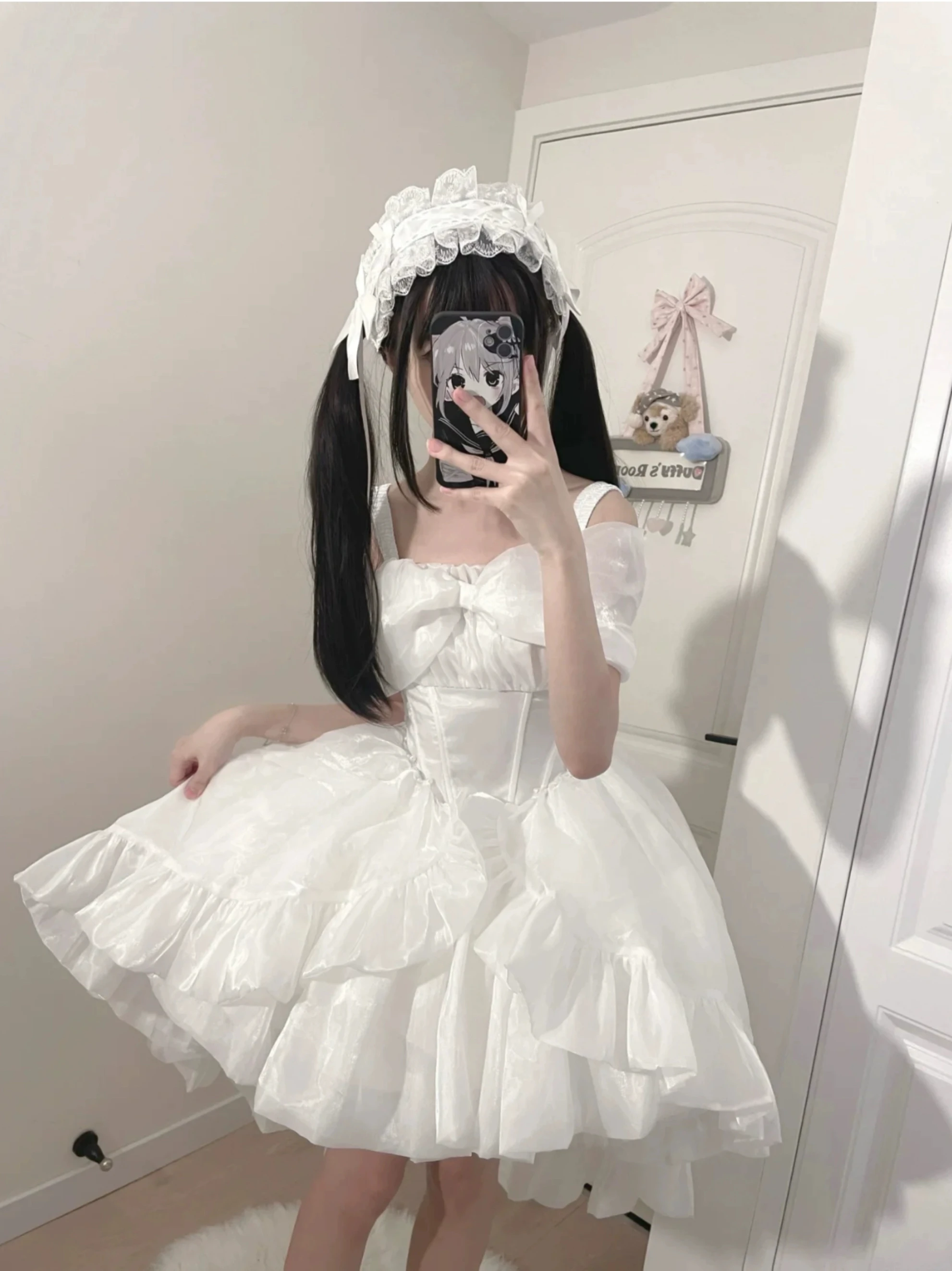 Women's White Angel Princess Fairy Dress Sweet Bow Off Shoulder Slim Strapless Trailing Dress Party Evening Dresses 2024 New