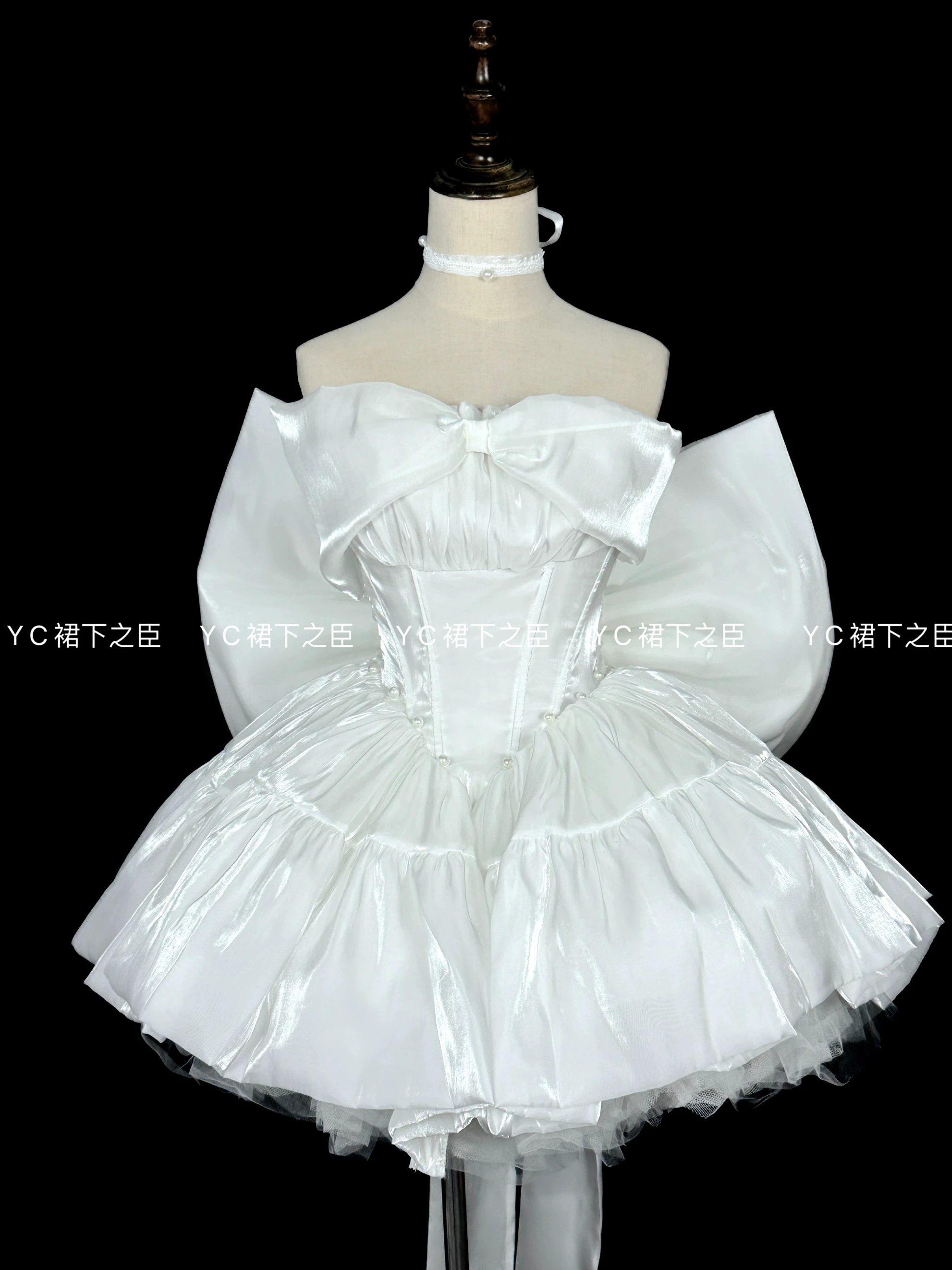 Women's White Angel Princess Fairy Dress Sweet Bow Off Shoulder Slim Strapless Trailing Dress Party Evening Dresses 2024 New