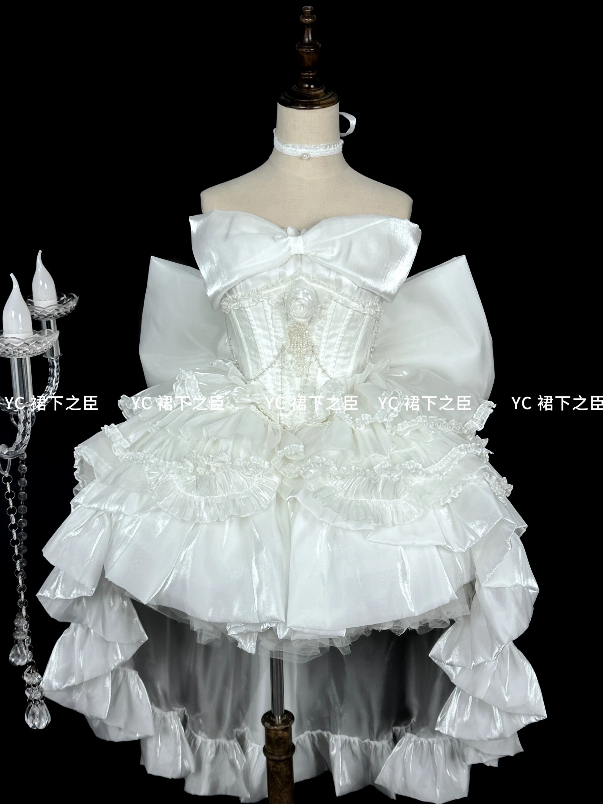Women's White Angel Princess Fairy Dress Sweet Bow Off Shoulder Slim Strapless Trailing Dress Party Evening Dresses 2024 New