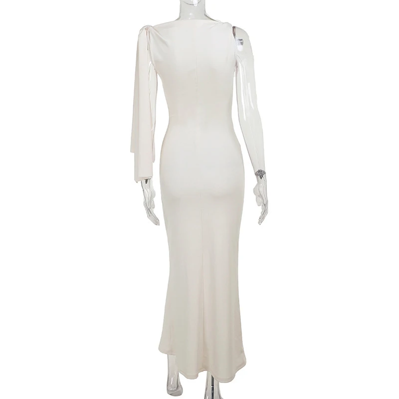Women's Hot Sweetheart Long Dress New Fashion Asymmetric Temperament Slim Package Hip Simple Tie Dresses