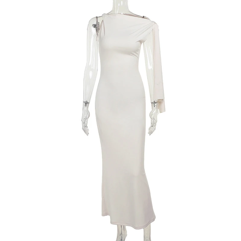 Women's Hot Sweetheart Long Dress New Fashion Asymmetric Temperament Slim Package Hip Simple Tie Dresses