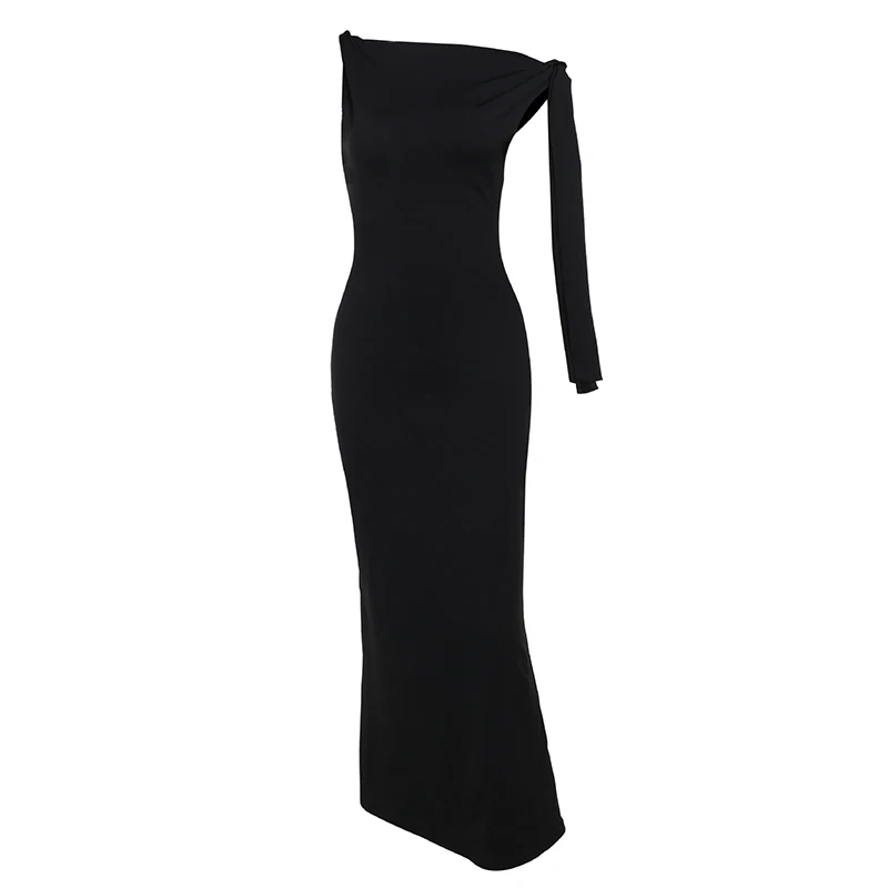 Women's Hot Sweetheart Long Dress New Fashion Asymmetric Temperament Slim Package Hip Simple Tie Dresses