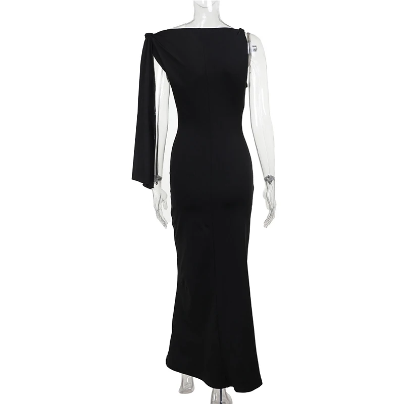 Women's Hot Sweetheart Long Dress New Fashion Asymmetric Temperament Slim Package Hip Simple Tie Dresses
