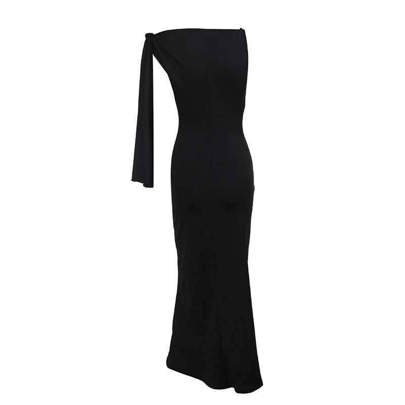 Women's Hot Sweetheart Long Dress New Fashion Asymmetric Temperament Slim Package Hip Simple Tie Dresses