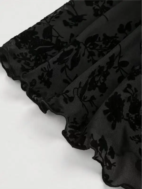 Sexy Womens Dress Temperament Embroidered Slim Fashion Elegant Evening Gown Long Sleeve Lace Strappy High Waist A-Line Vestido