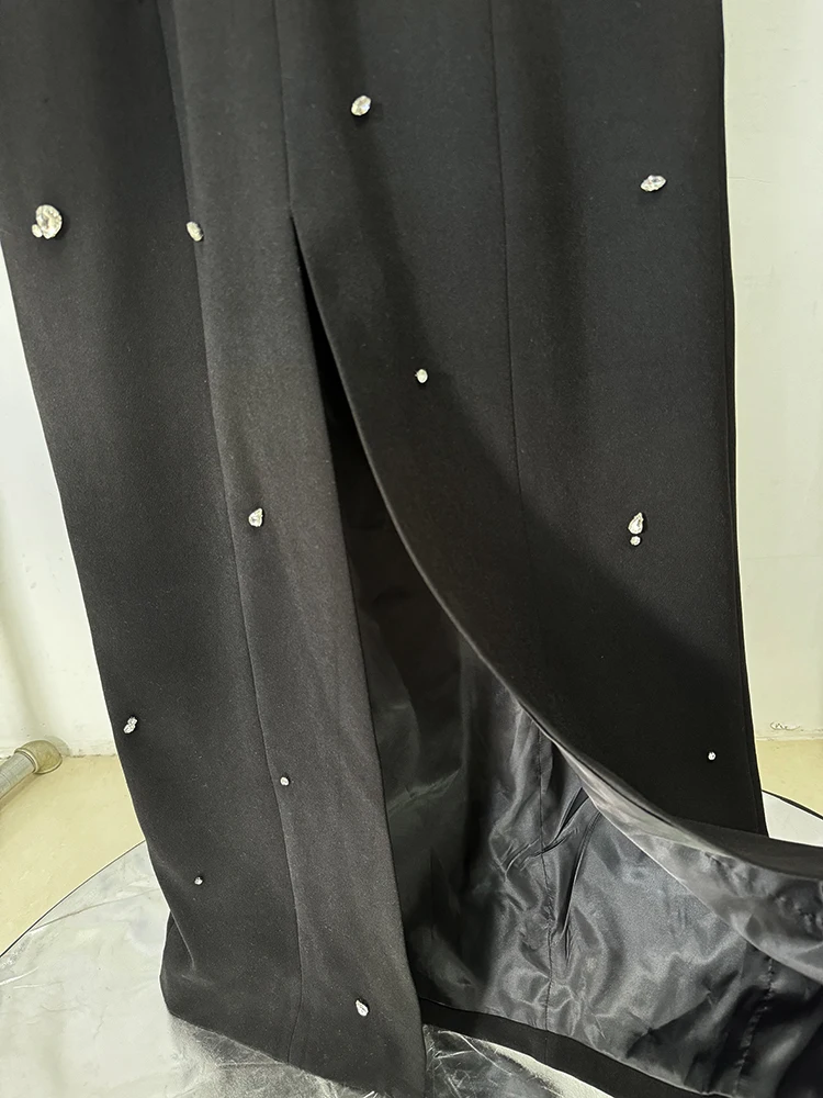 TOP QUALITY Newest 2026 Designer Fashion Women's Rhinestone Diamonds Beaded Long Maxi Dress