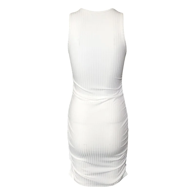 Sexy Stripes Thread Knitting Slim Bodycon Dress Women Sleeveless Solid Color Skinny Mini Dress Elegant Club Party Vestidos
