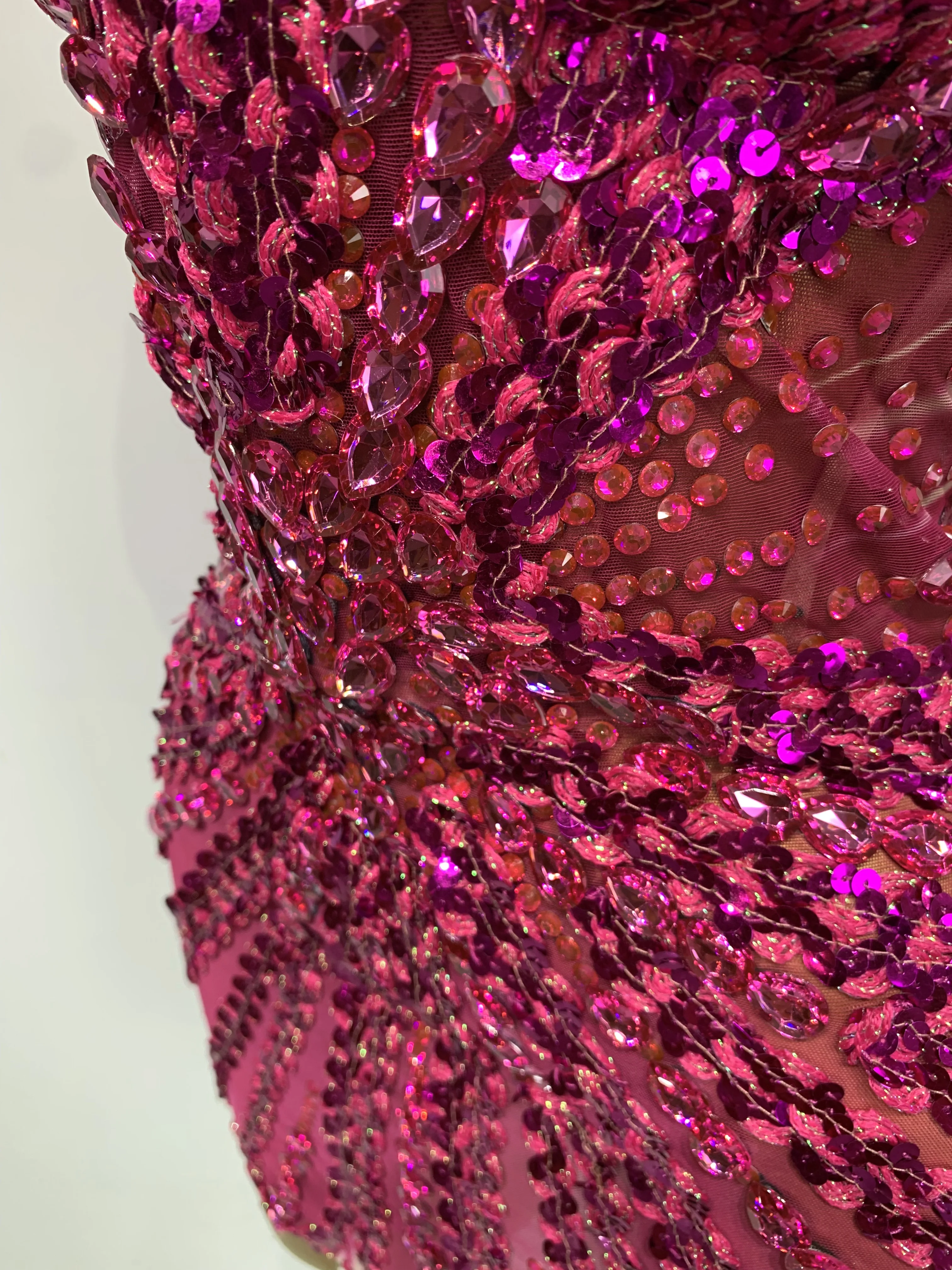 Women Sexy Sparkly Rhinestones Sequins Off The Shoulder Mesh Mini Dress Birthday Party Nightclub Dancer Stage PhotoShoot Costume