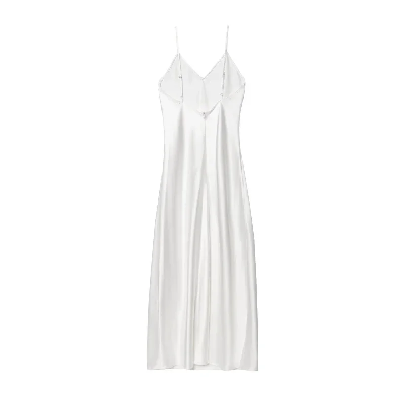 New Elegant women's fashion silk satin texture MIDI dress sexy backless party slip dress