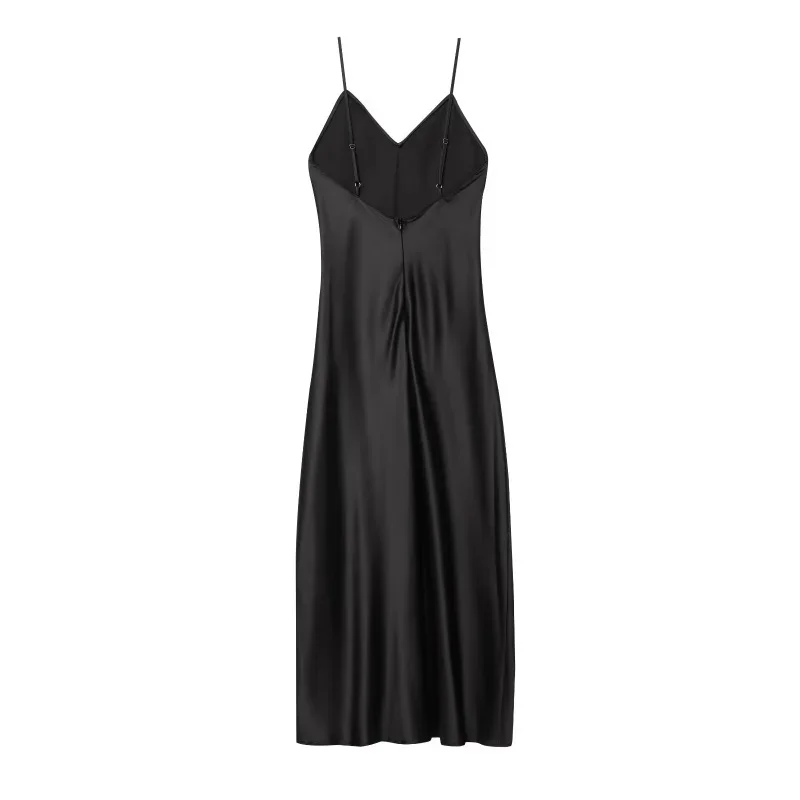 New Elegant women's fashion silk satin texture MIDI dress sexy backless party slip dress