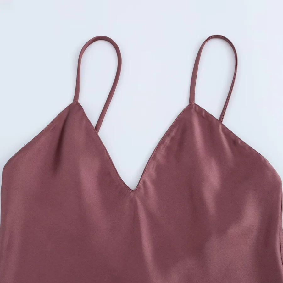 New Elegant women's fashion silk satin texture MIDI dress sexy backless party slip dress