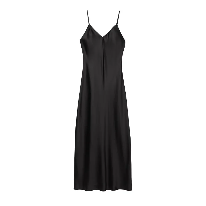 New Elegant women's fashion silk satin texture MIDI dress sexy backless party slip dress