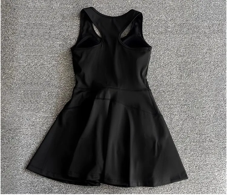 Tennis Skirt Casual Half Zipper Sports Fitness Dress Anti-Running High Waist Slim Golf Yoga Dress