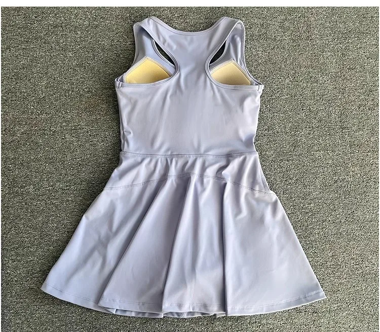 Tennis Skirt Casual Half Zipper Sports Fitness Dress Anti-Running High Waist Slim Golf Yoga Dress