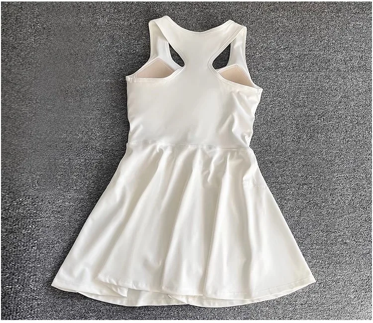 Tennis Skirt Casual Half Zipper Sports Fitness Dress Anti-Running High Waist Slim Golf Yoga Dress
