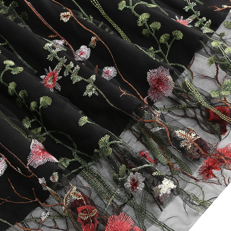 Evening Party Elegant Retro Dress Luxury 2025 Women Summer O-Neck Floral Mesh Embroidered 60s 70s Vintage Midi Dresses Vestidos