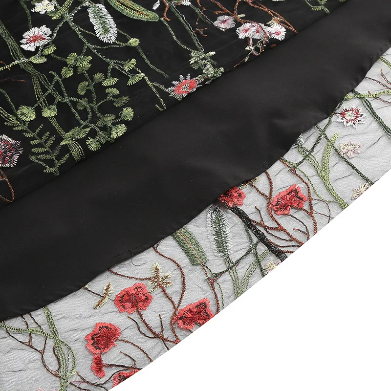 Evening Party Elegant Retro Dress Luxury 2025 Women Summer O-Neck Floral Mesh Embroidered 60s 70s Vintage Midi Dresses Vestidos