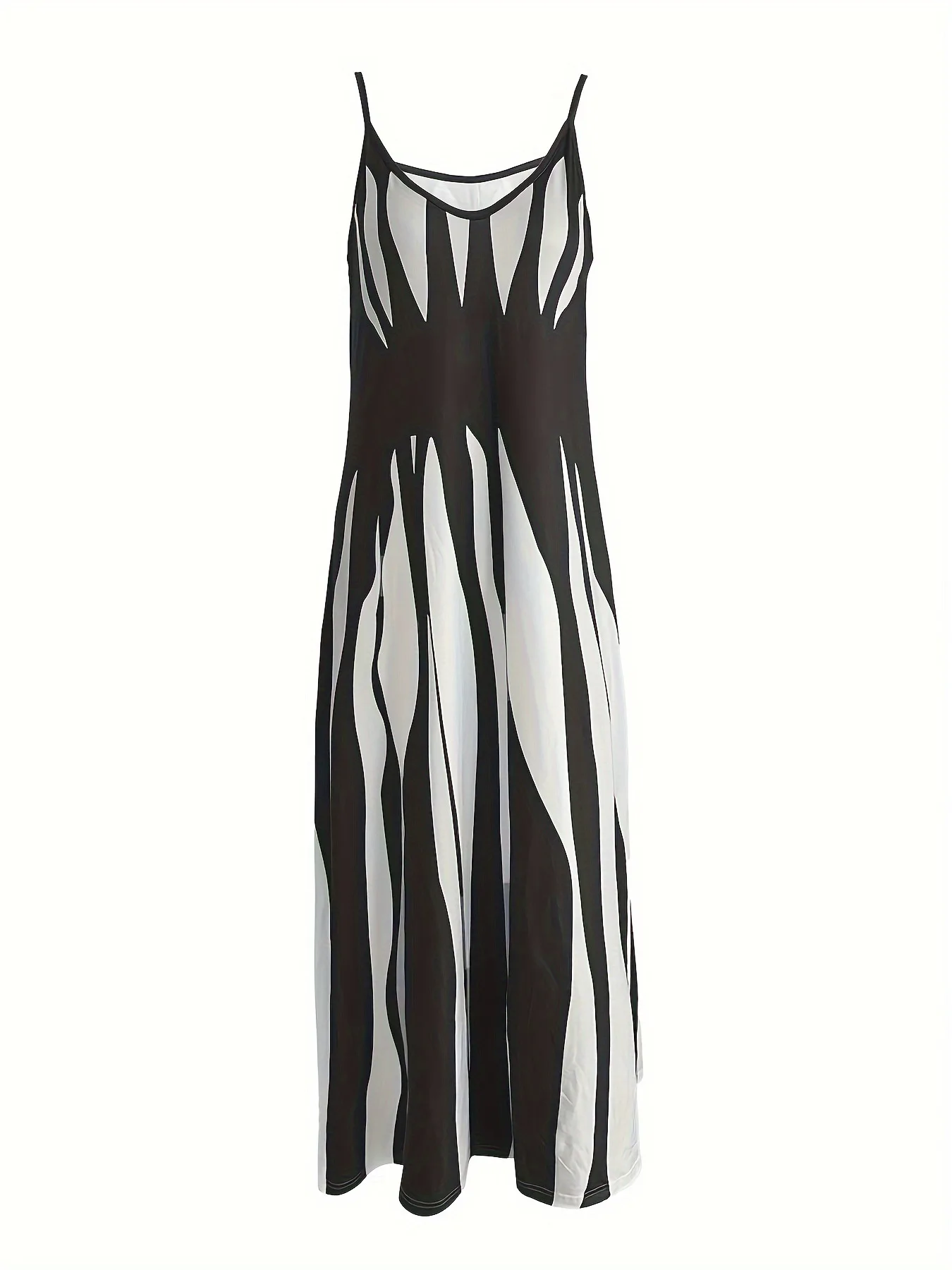 Women's Summer Sleeveless Print Sling Long Dress Vintage Loose Sundress Sexy V-neck Bohemian A-line Vacation Strappy Maxi Dress