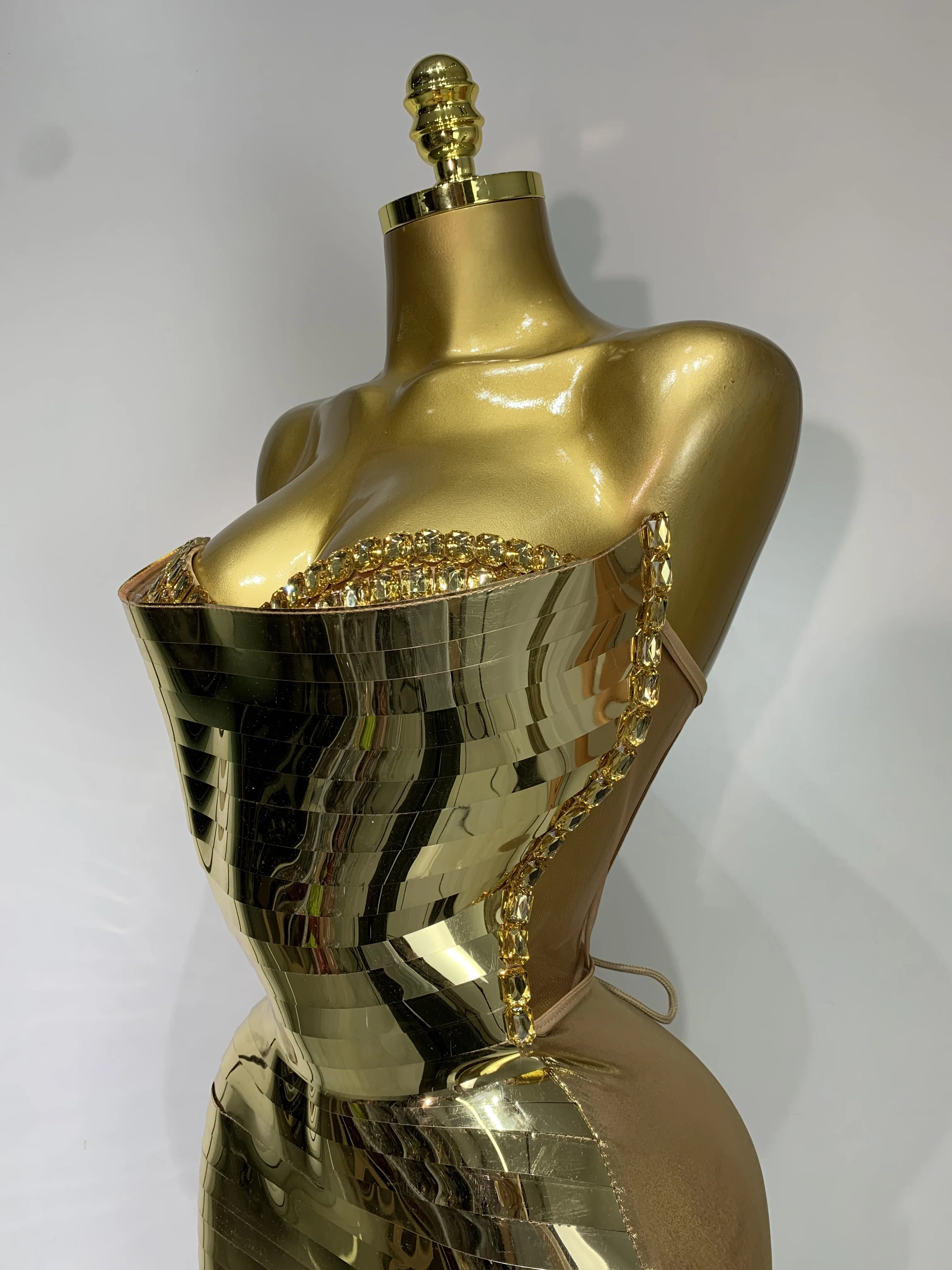 Women Luxury Gold Sequin Strapless Crystal Bodycon Y2K Evening Party Dress One Piece Celebrity Gala Gown Birthday Club Dress