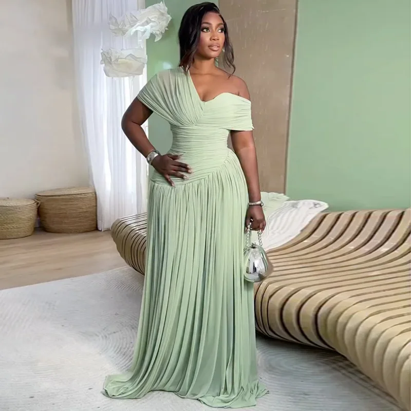 Dress Women Floor Length Dresses Vestidos Y2k Streetwear Tight Waist Sexy Pleated Elegant Splice Party Night Work 2026 Spring