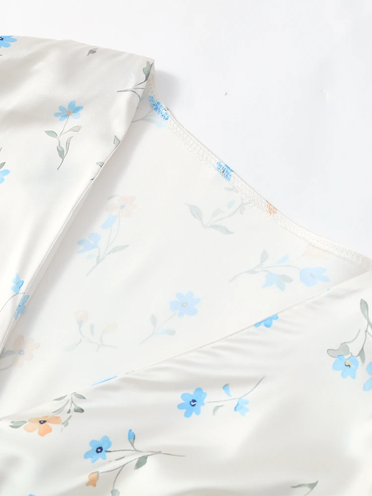 Printed Floral Print Elegant Long Dress For Women Short Sleeve V Neck Fashion Slim Dress Satin Commuting Banquet Female Dress