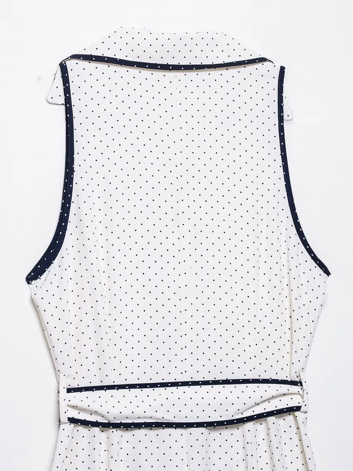 HH Woman Elegant Sleeveless Single-breasted Midi Dress Summer Female Lapel White Polka Dot Shirt Style Chart Dress Mujer