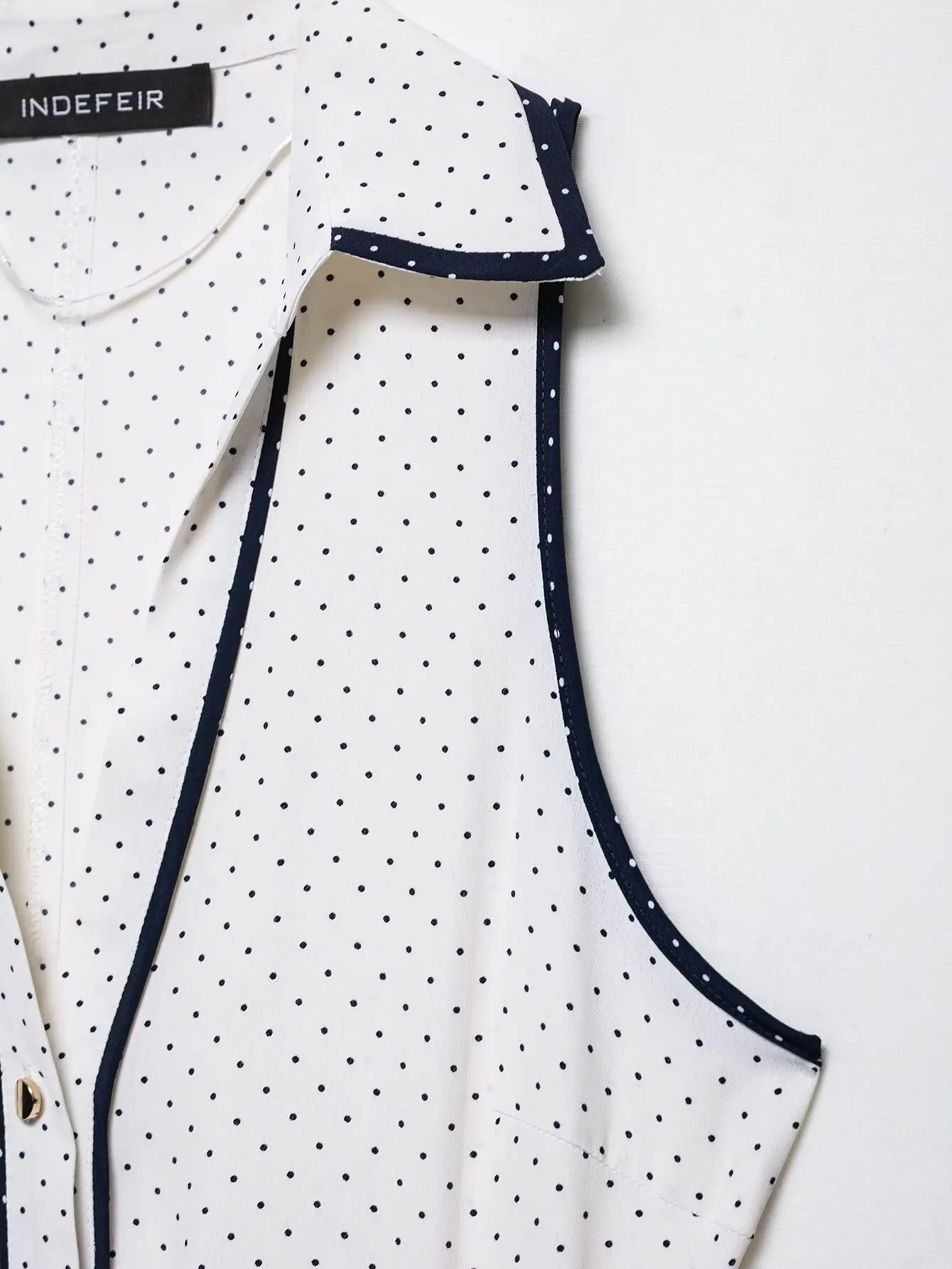 HH Woman Elegant Sleeveless Single-breasted Midi Dress Summer Female Lapel White Polka Dot Shirt Style Chart Dress Mujer
