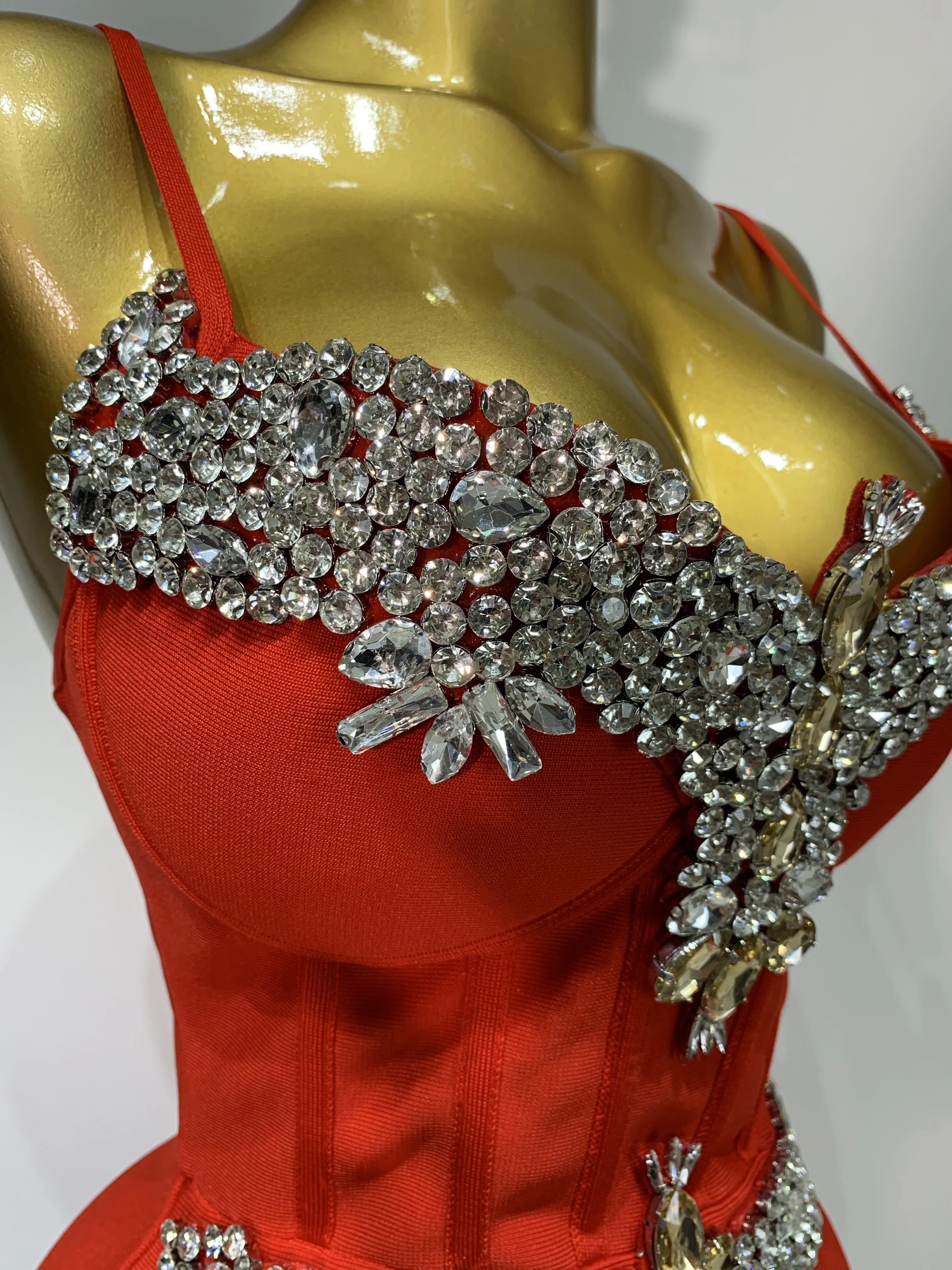 Women Bodycon Bandage Dress Wedding Sexy Backless Luxury Rhinestone Clothes Nightclub Evning Party Birthday Maxi Long Dresses