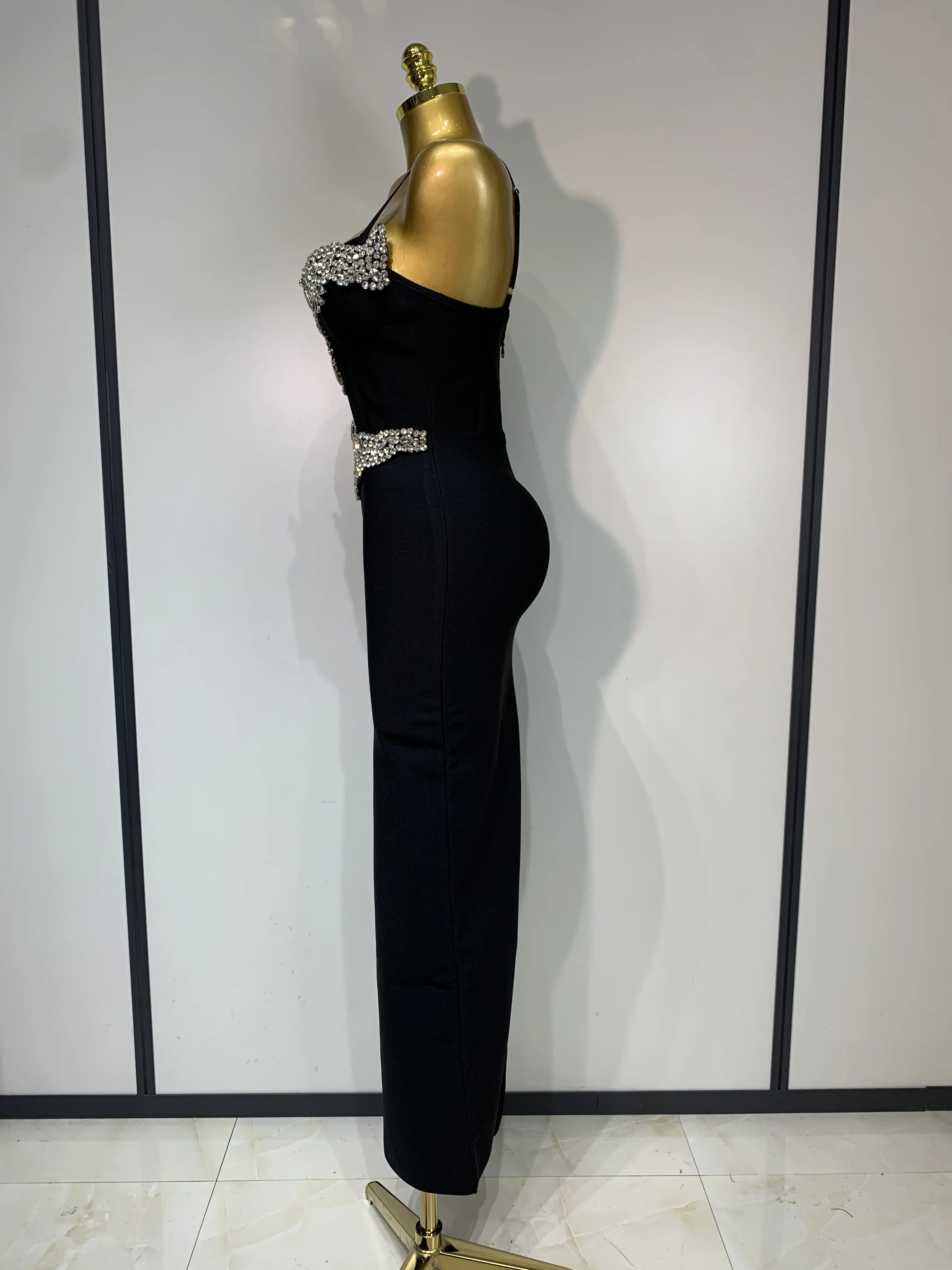 Women Bodycon Bandage Dress Wedding Sexy Backless Luxury Rhinestone Clothes Nightclub Evning Party Birthday Maxi Long Dresses