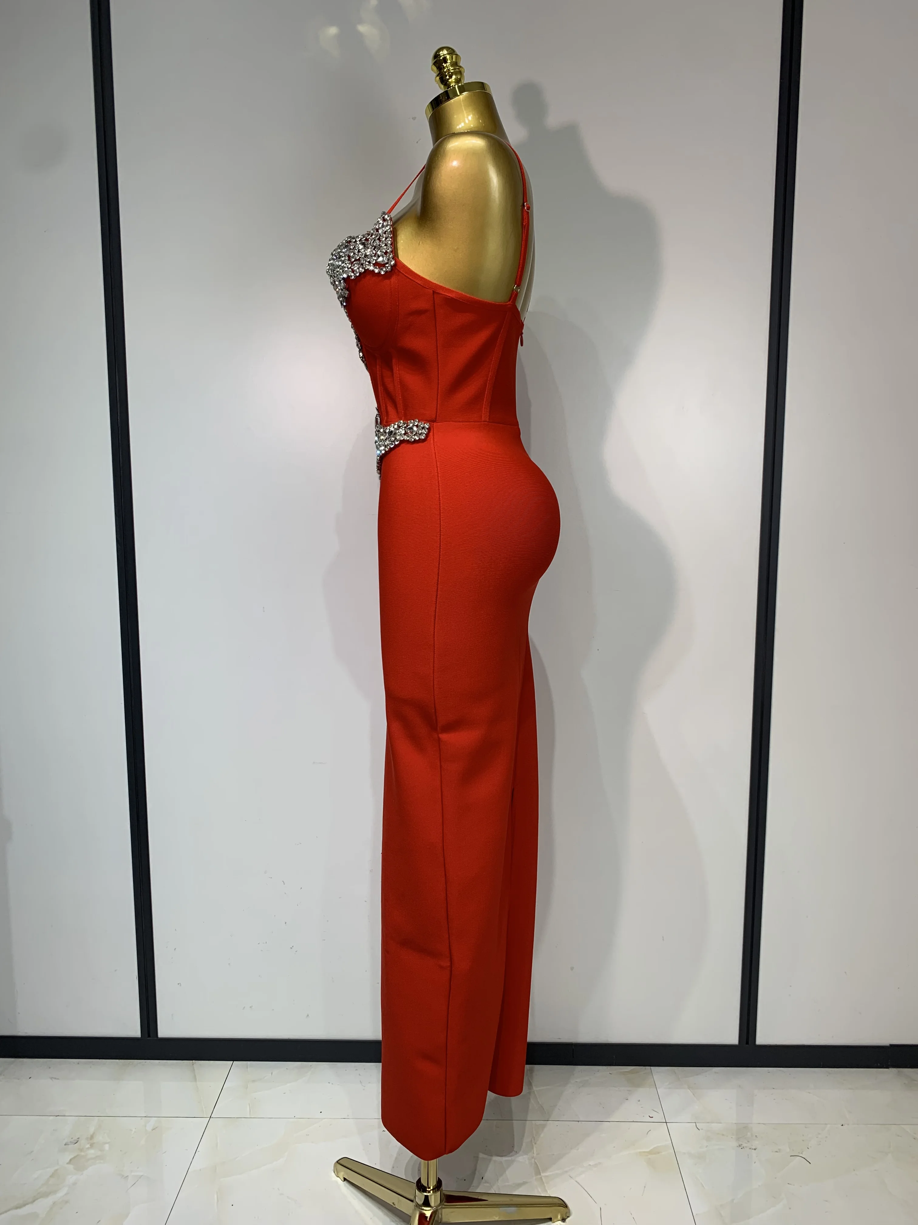 Women Bodycon Bandage Dress Wedding Sexy Backless Luxury Rhinestone Clothes Nightclub Evning Party Birthday Maxi Long Dresses