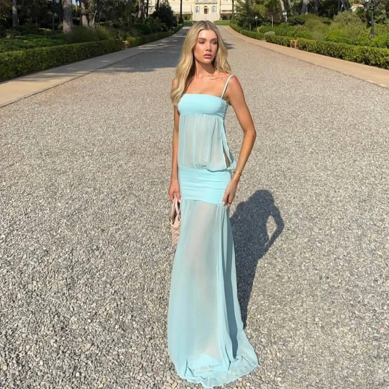 Spaghetti Strap Sexy Hollow Out Dress Women Elegant Sleeveless Backless Patchwork Bodycon Dress Vacation Beach Partywear 2026
