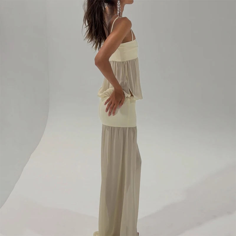 Spaghetti Strap Sexy Hollow Out Dress Women Elegant Sleeveless Backless Patchwork Bodycon Dress Vacation Beach Partywear 2026