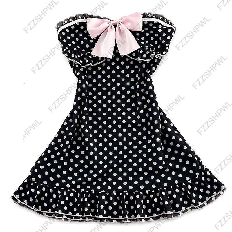 Polka dot Aesthetics Graphic Print Punk Y2K Dress Streetwear Rock Goth Braces skirt Vintage Cleanfit A-line skirt Hip Hop Frock