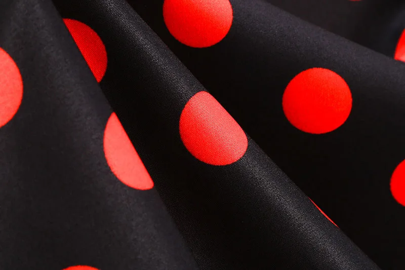Summer Women's Dress Elegant Vintage 1950s Polka Dot Print Turn-Down Collar Party Robe Sundress with Belt