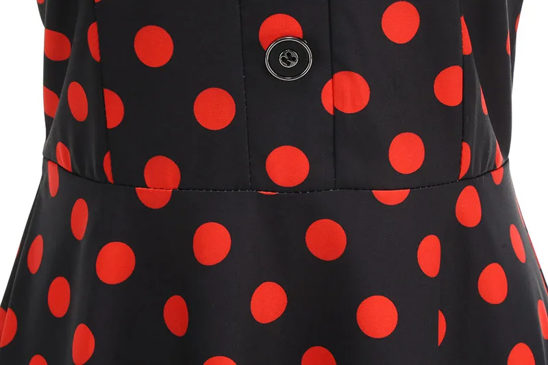 Summer Women's Dress Elegant Vintage 1950s Polka Dot Print Turn-Down Collar Party Robe Sundress with Belt
