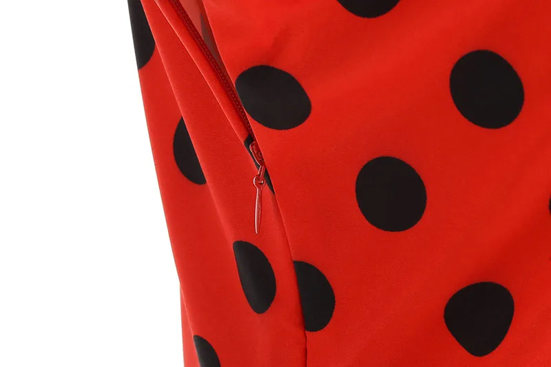 Summer Women's Dress Elegant Vintage 1950s Polka Dot Print Turn-Down Collar Party Robe Sundress with Belt